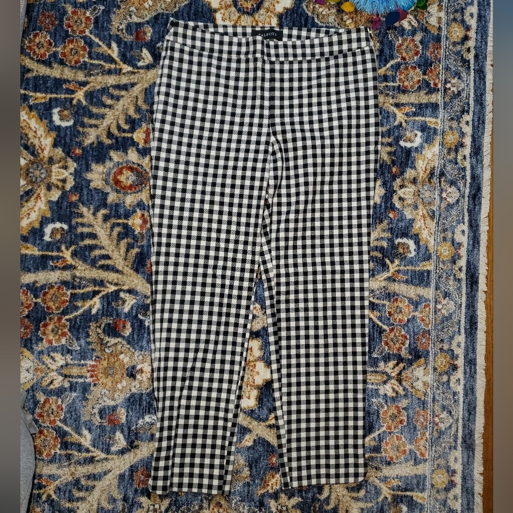 Talbots Black and White Checkered Chatham Ankle Pants